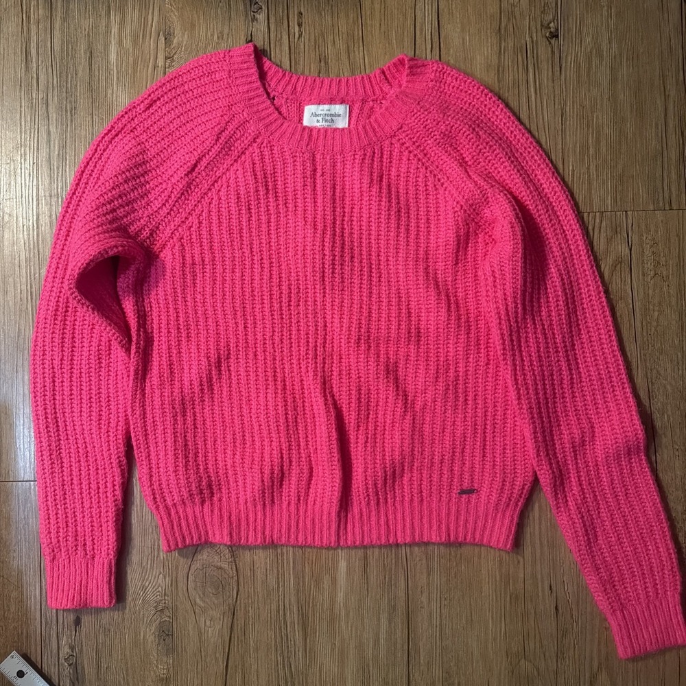 Abercrombie & Fitch Knit Sweater Women's Size Large Hot Pink Y2K Preppy Y2K